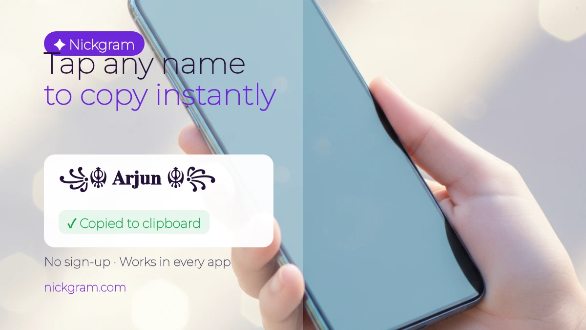 Nickgram stylish name generator showing a decorated name copied to clipboard with one tap
