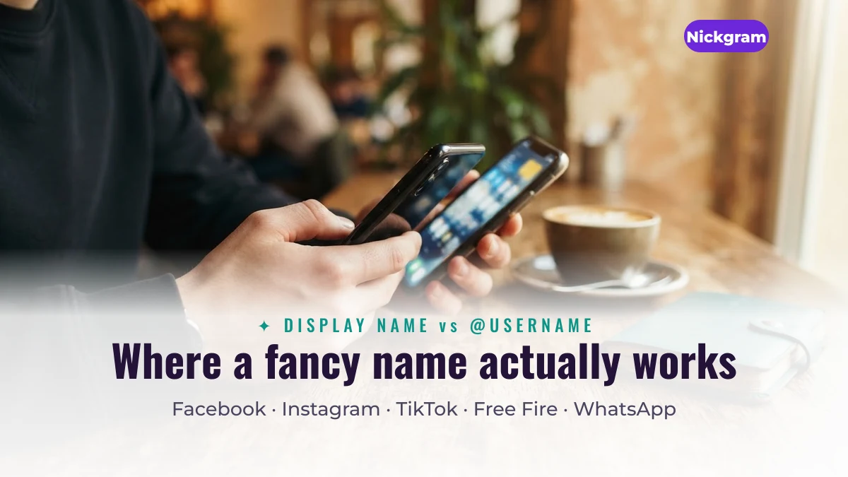 Where an attitude name style for boys works: display name versus username on Facebook, Instagram and TikTok