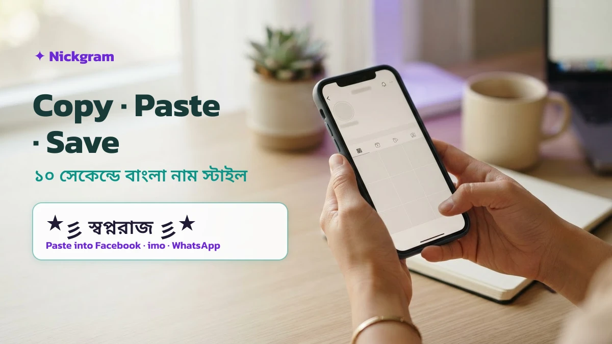 Copy and paste a Bengali stylish name into Facebook or imo in seconds