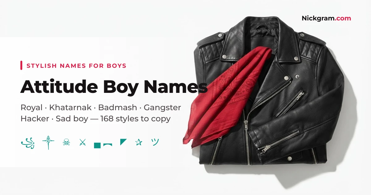 Attitude boy names — royal, khatarnak, badmash and gangster stylish styles to copy