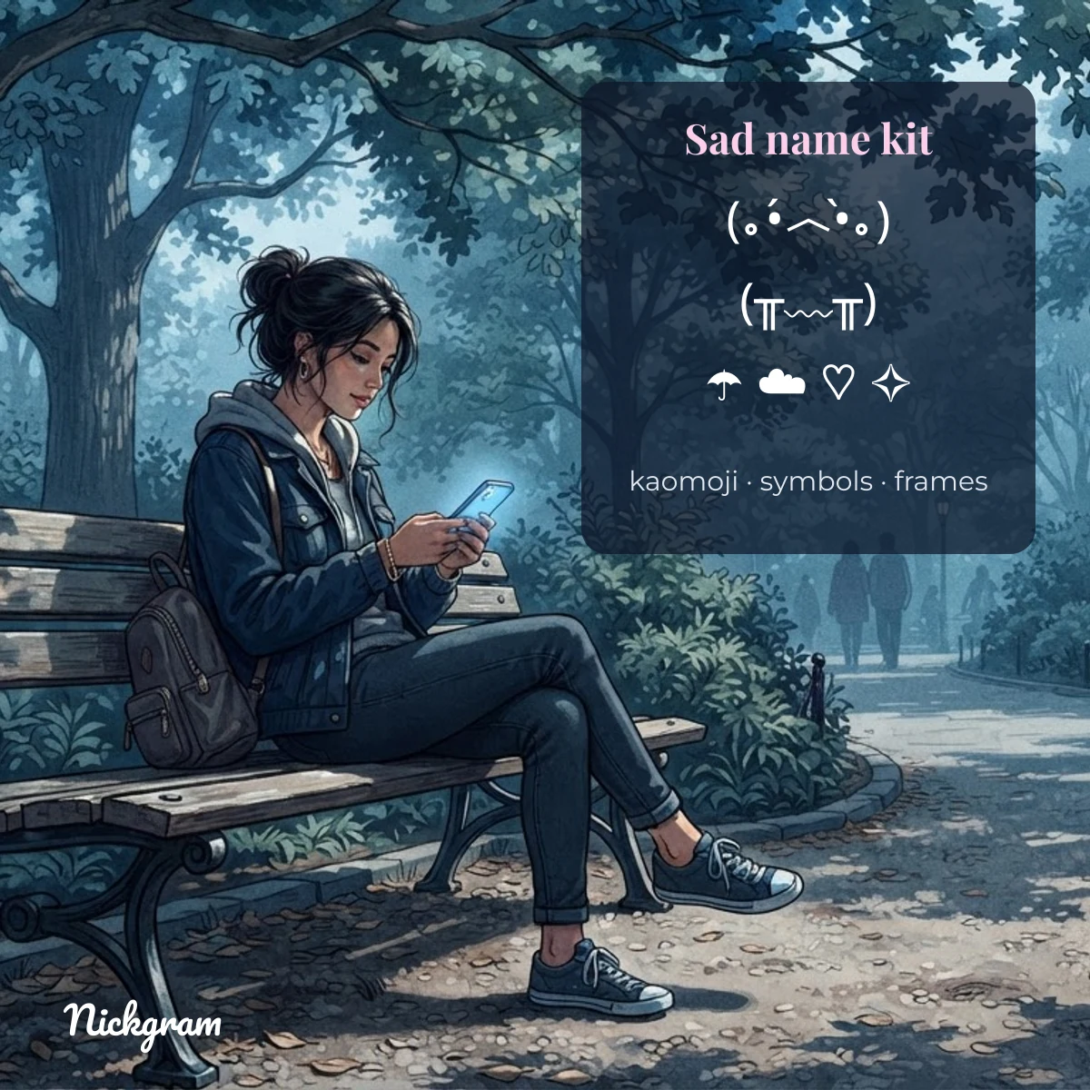 Sad kaomoji and symbols for alone stylish names