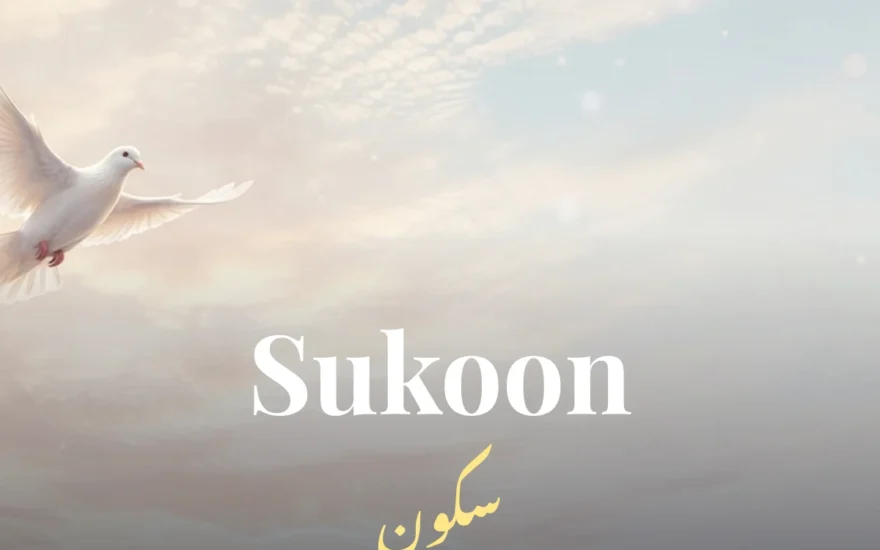 Sukoon stylish name in English, Urdu (سکون) and Hindi (सुकून)